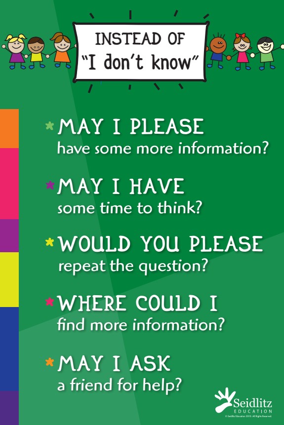 INSTEAD OF “I don’t know” Elementary English
