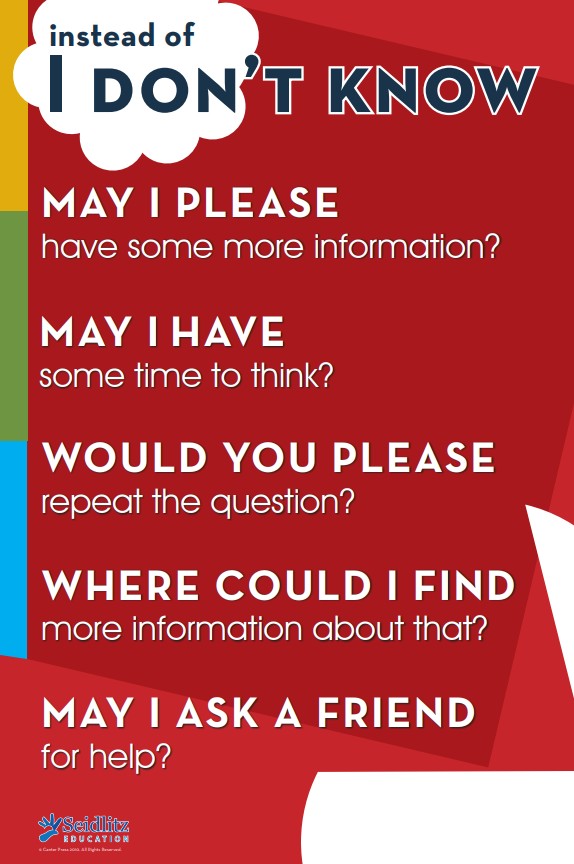INSTEAD OF “I don’t know” Secondary English